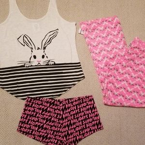 Womens 3 Pc 'Hoppy Holidays' Christmas Pajama Set